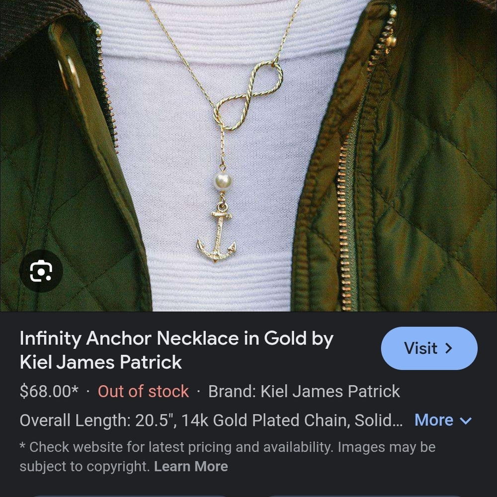COPY - ISO - Kiel James Patrick Gold Anchor Infinity Necklace